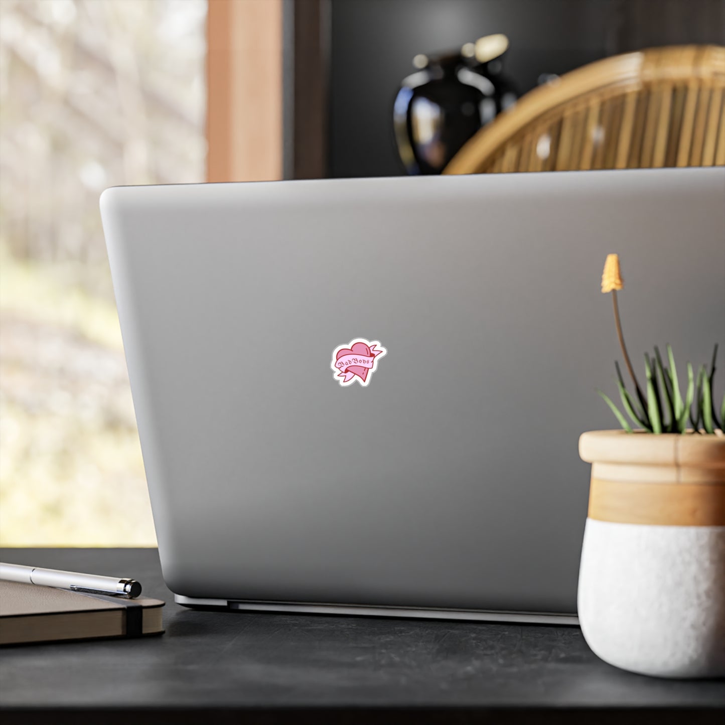 Cute Bad Boys Kiss-Cut Vinyl Decals, Heart Stickers for Love Notes, Laptop Decor